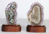 Set Amethyst Roses on wooden base No. 64